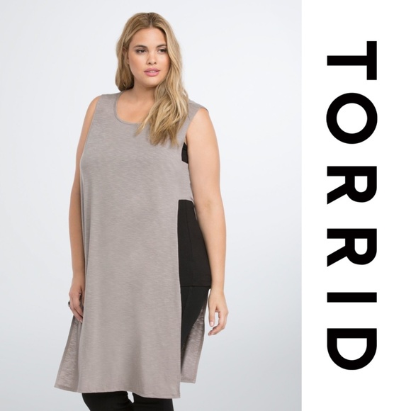 torrid Tops - Torrid Sand Beige Long Open Sides Tank Plus Size 2